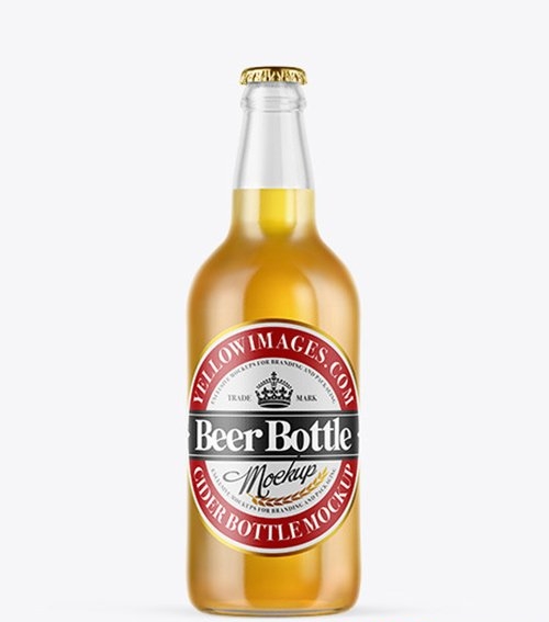 Clear Glass Lager Beer Bottle Mockup 53191