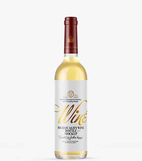 Clear Glass White Wine Bottle Mockup 50489