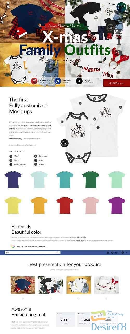 CreativeMarket - Christmas Family T-shirts Mock-ups 5617062