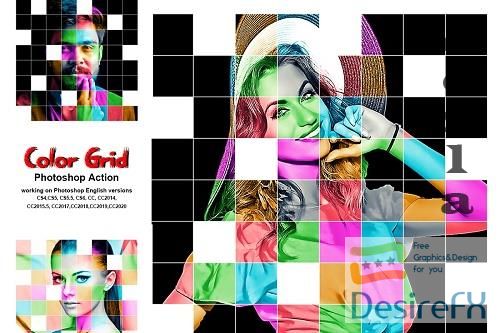 CreativeMarket - Color Grid Photoshop Action 5421597