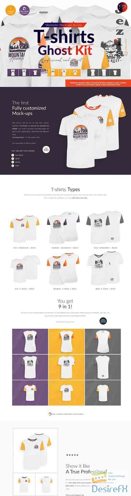 CreativeMarket - Ghost T-shirts Designer Kit Mock-ups 5280607