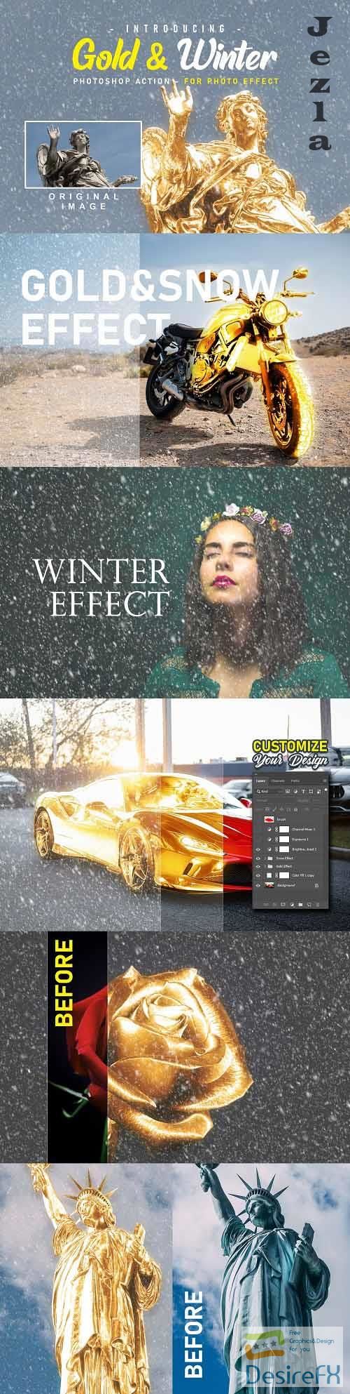 CreativeMarket - Gold And Snow Action // Winter 5623902