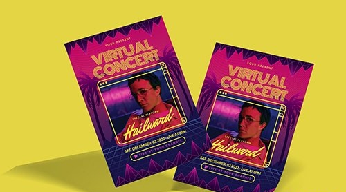 Cyberpunk Virtual Music Concert Flyer