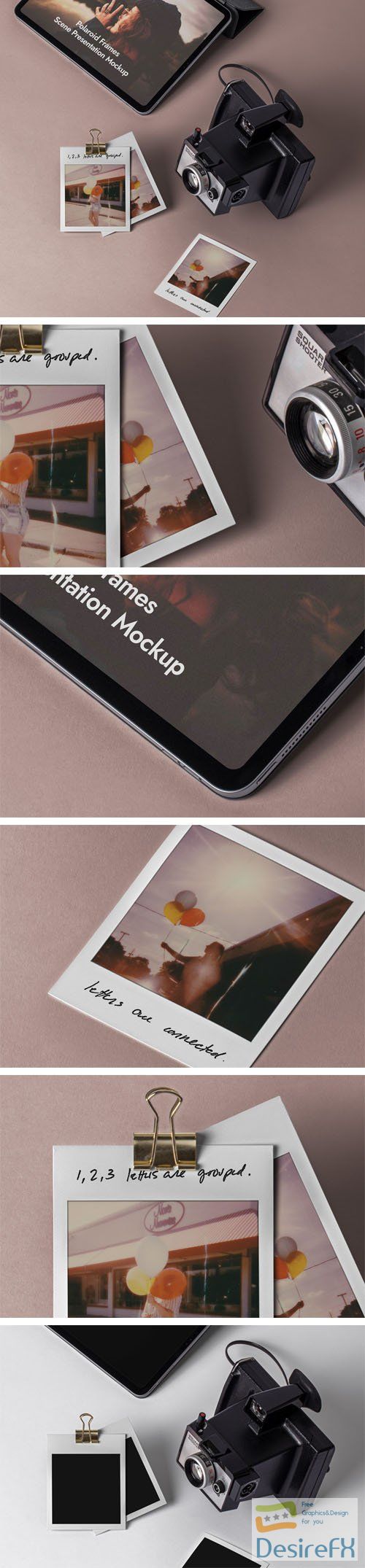 Polaroid Frames Scene Presentation PSD Mockup Template