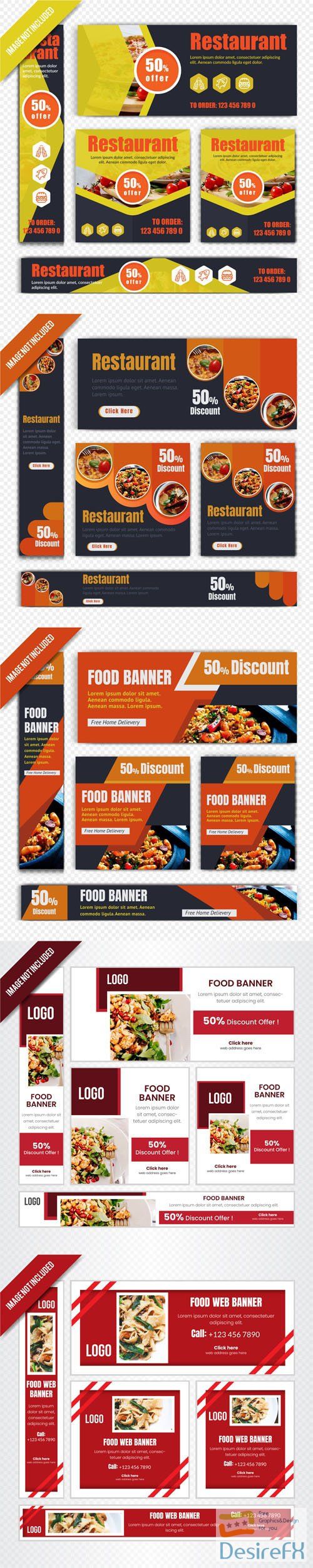 Food &amp; Restaurant Banners Templates in Vector