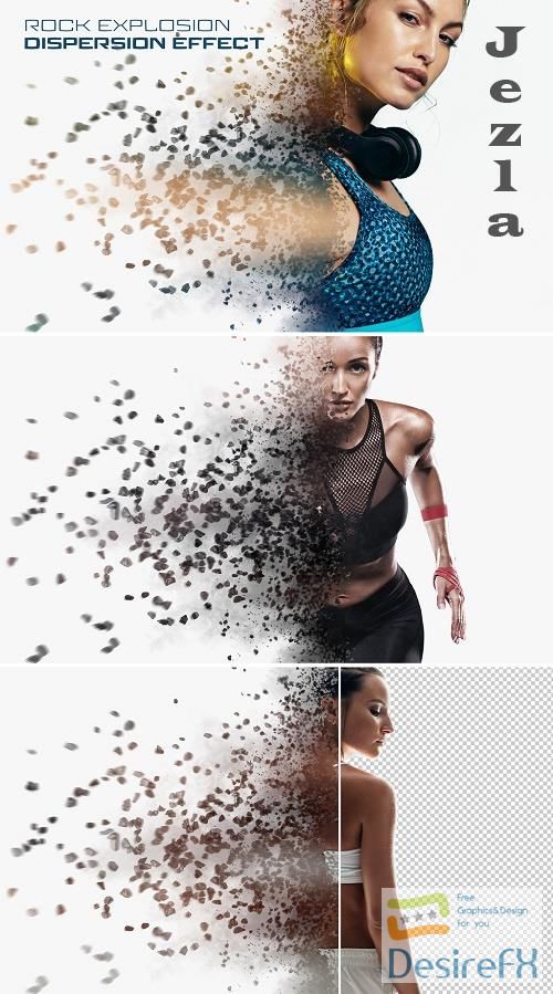 Dispersion Photo Effect with Rock Explosion Mockup 398357771