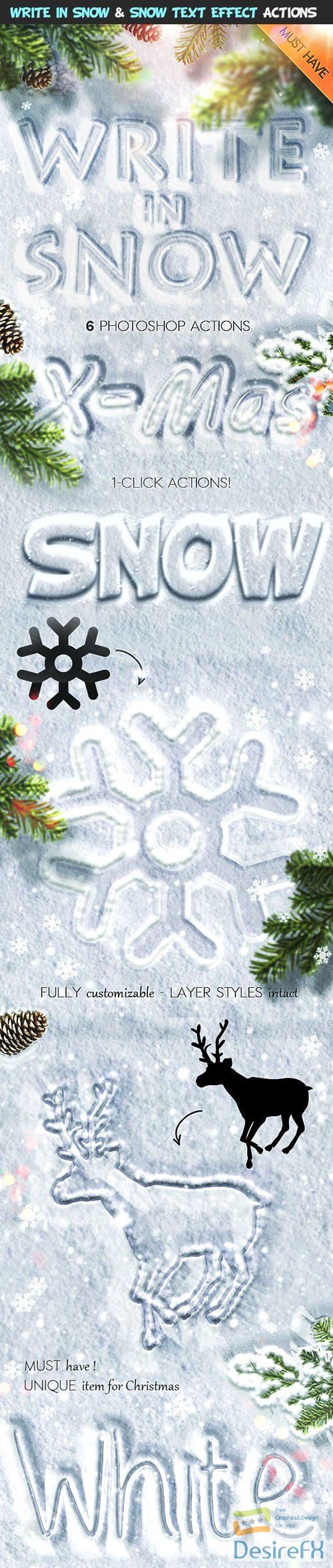 Write in Smow &amp; Snow Text Effect Photoshop Actions, Brushes &amp; Patterns