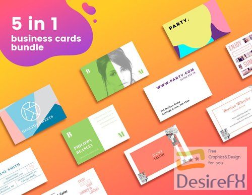 5 in 1 Business Cards Bundle PSD/EPS