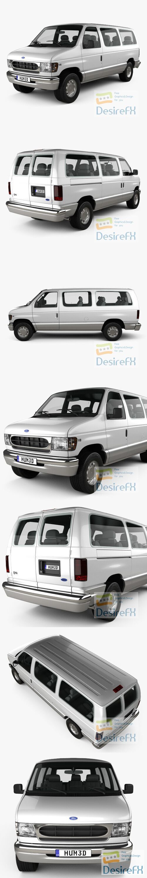 Ford E-Series Passenger Van 1998 3D Model