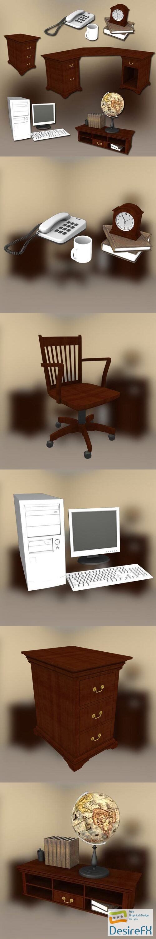 Home WorkPlace 3 Set 3D Model