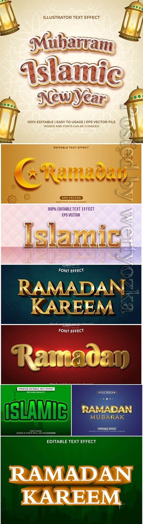 Islamic text effect editable vector