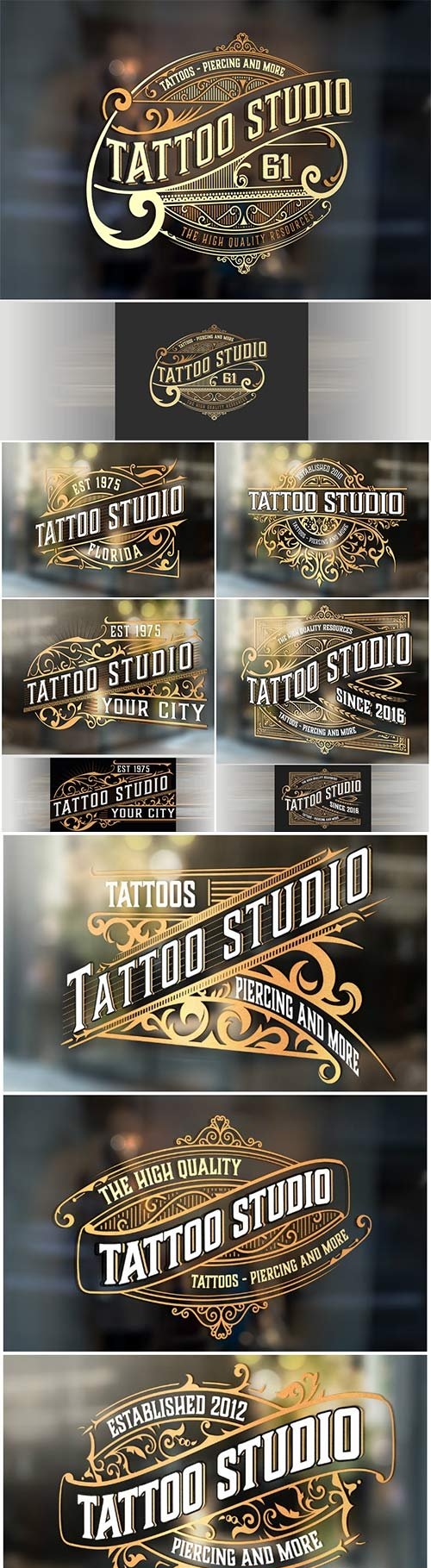 Logo tattoo with gold vector elements