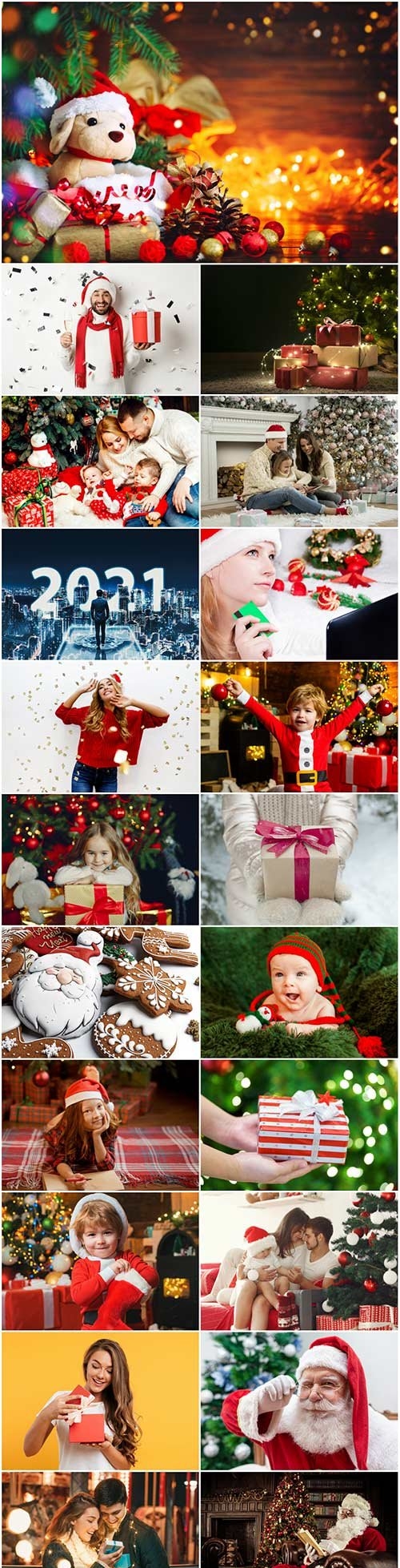 Merry christmas and happy new holidays concept set stock photo