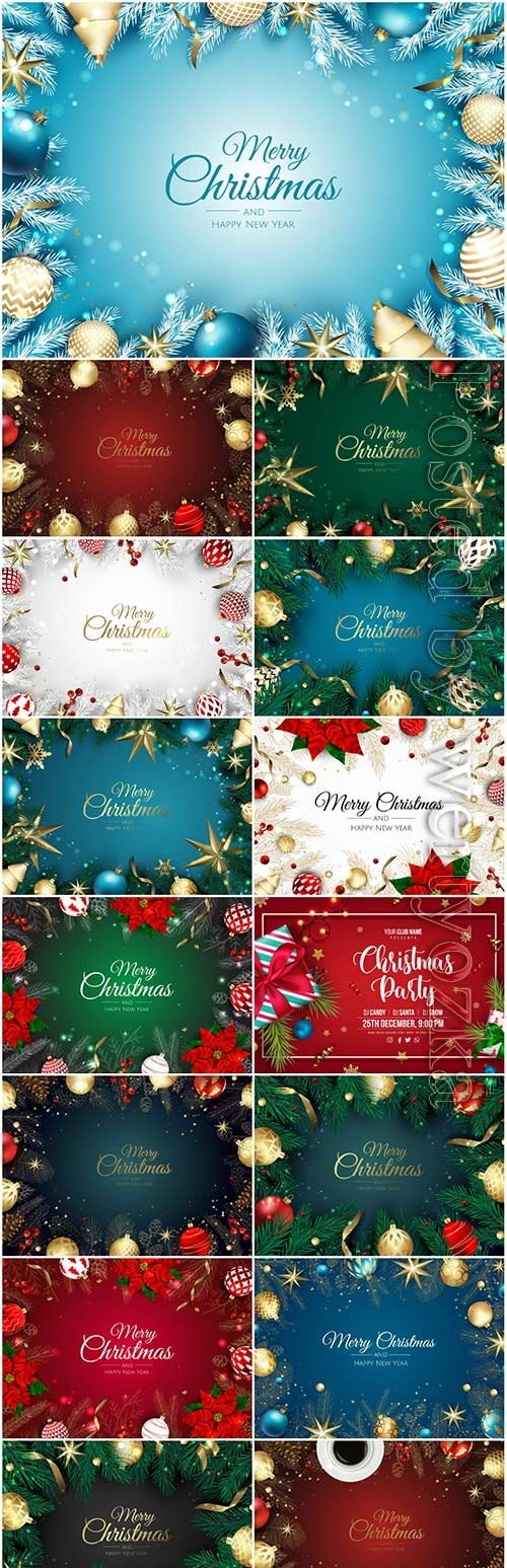Merry christmas and new year greeting card design
