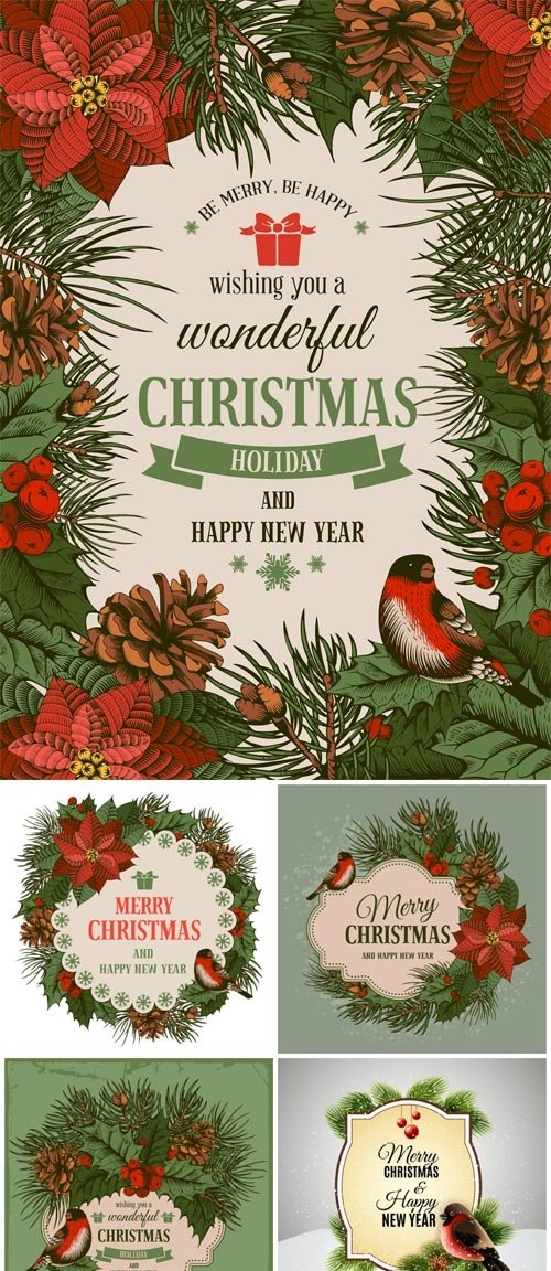 New Year and Christmas illustrations in vector - 17