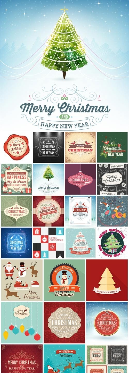 New Year and Christmas illustrations in vector - 38