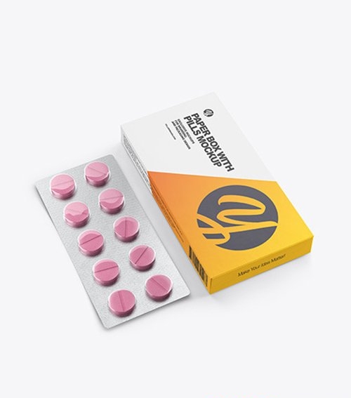 Paper Box & Pills Mockup 53806