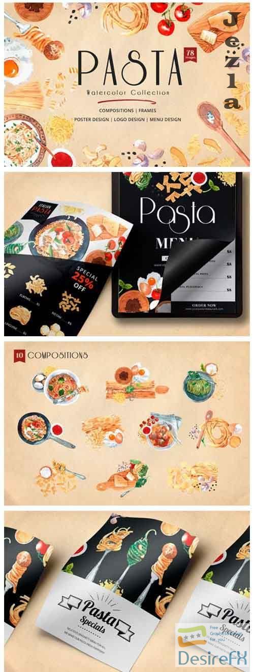 Pasta Recipe and Dishes Watercolor - 5713067