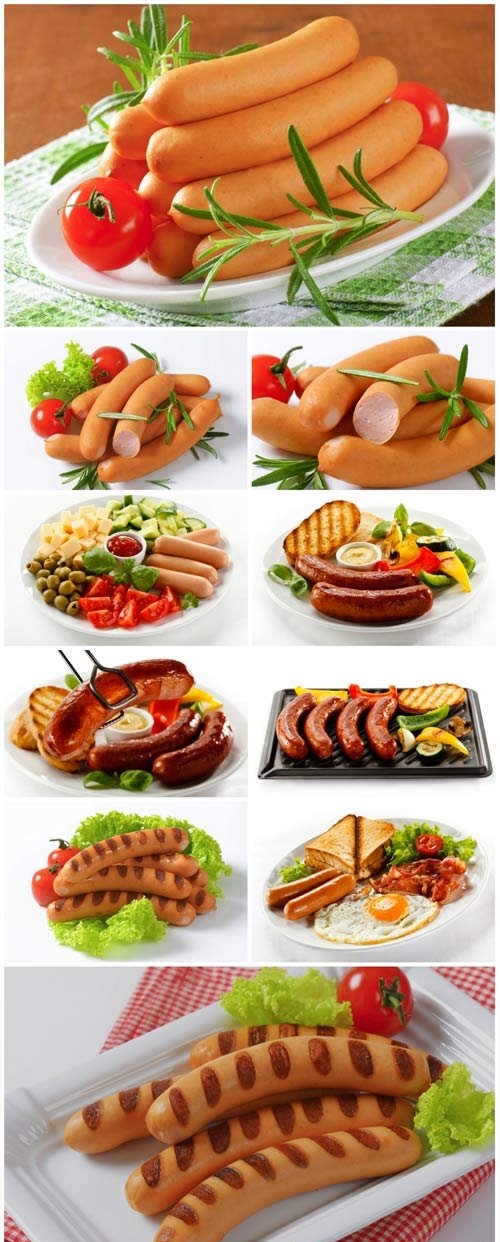 Sausages with garnish stock photo