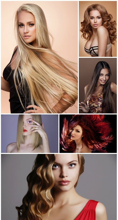 Stylish girls with different hairstyles stock photo