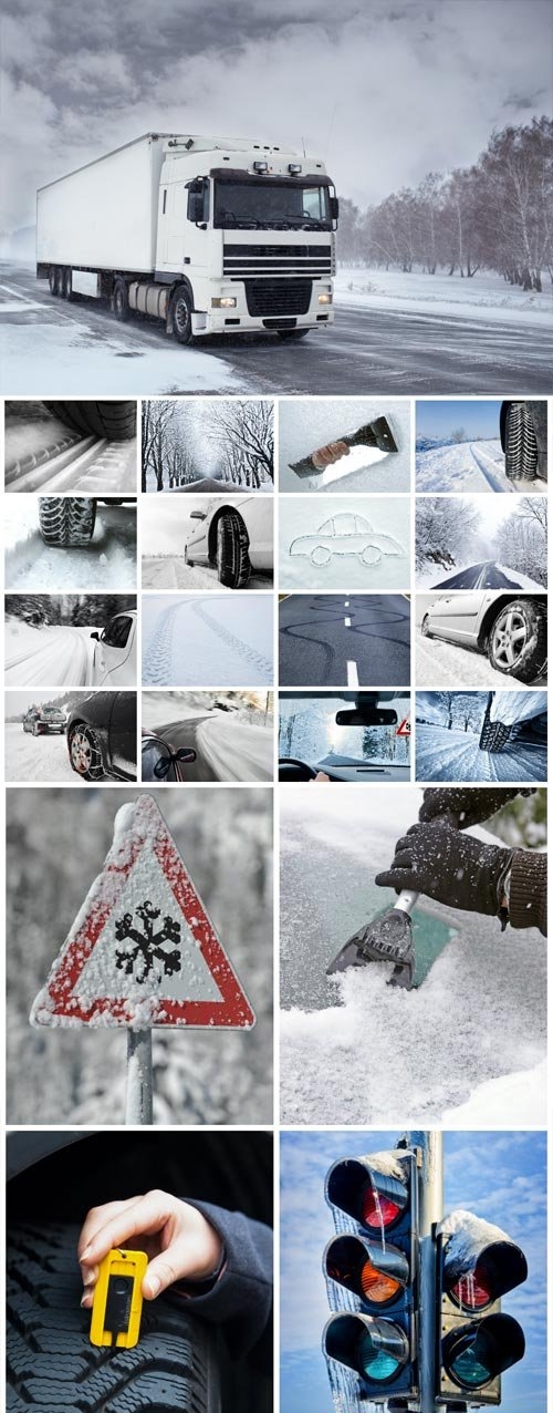 Winter roads, transport stock photo