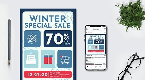 Winter Sale - Flyer & Instagram Post vol.02 GR