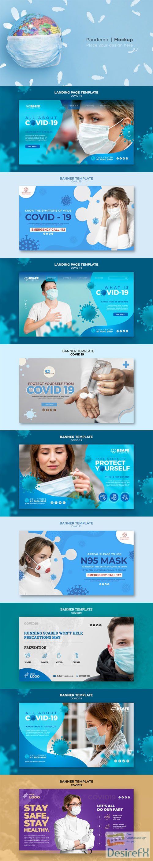 10 Covid-19 Concept Banners PSD Templates