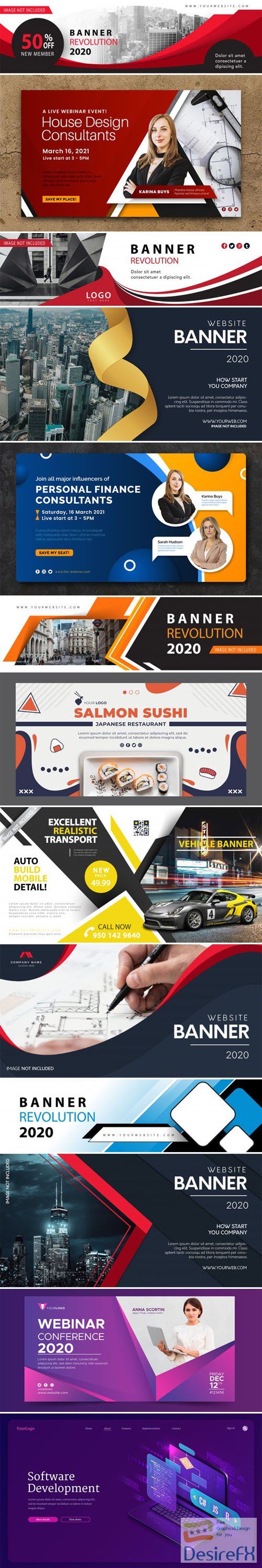13 Multipurpose Web Banners Vector Collection