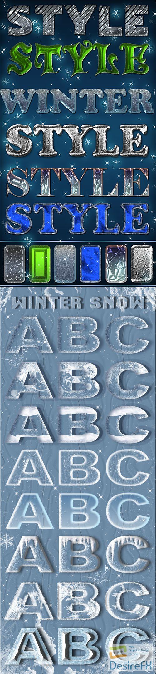 20+ Winter &amp; Snow 3D Text Effects - Photoshop Styles