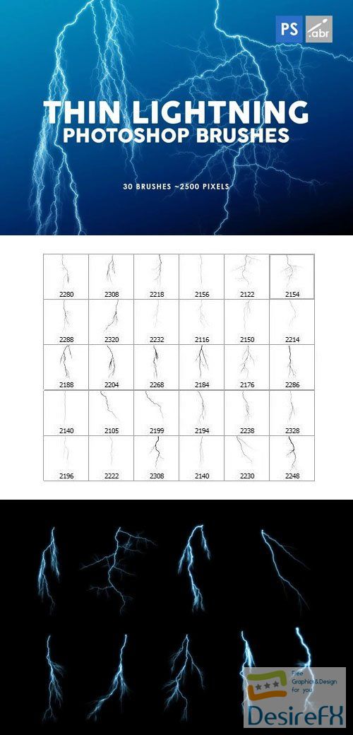 30 Thin Lightning Photoshop Brushes