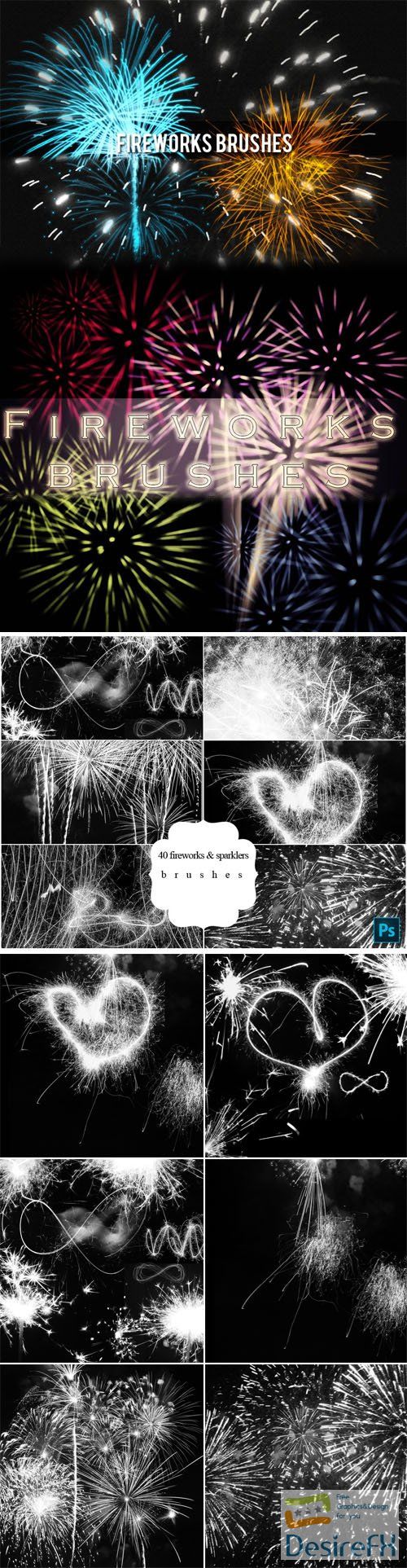 60+ Fireworks &amp; Sparklers Brushes Collection for Photoshop