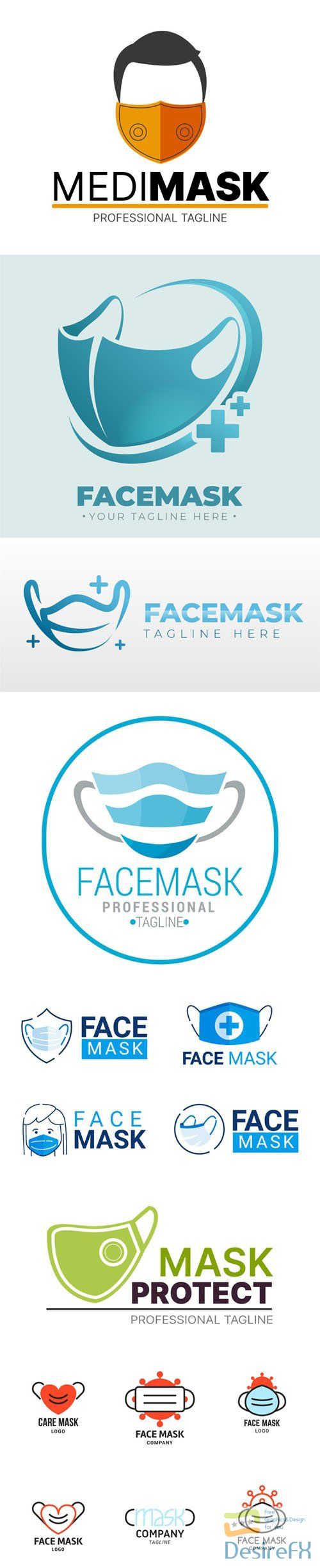 15 Face Mask Logos Templates in Vector