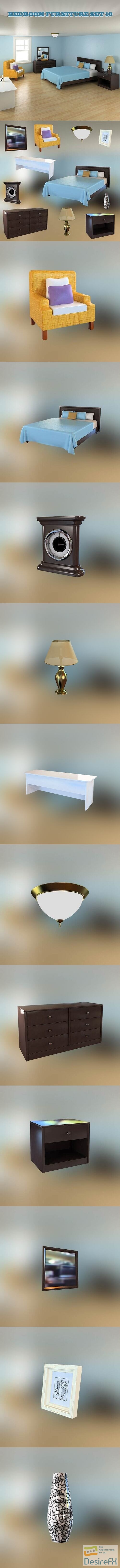 Bedroom Furniture 10 Set 3D Model