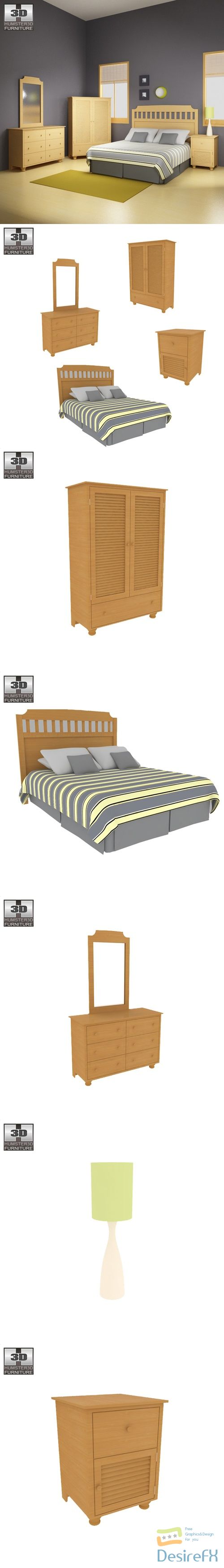 Bedroom Furniture 20 Set 3D Model