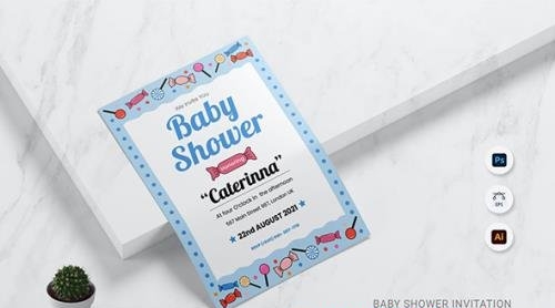 Blue Candy Baby Shower Invitation