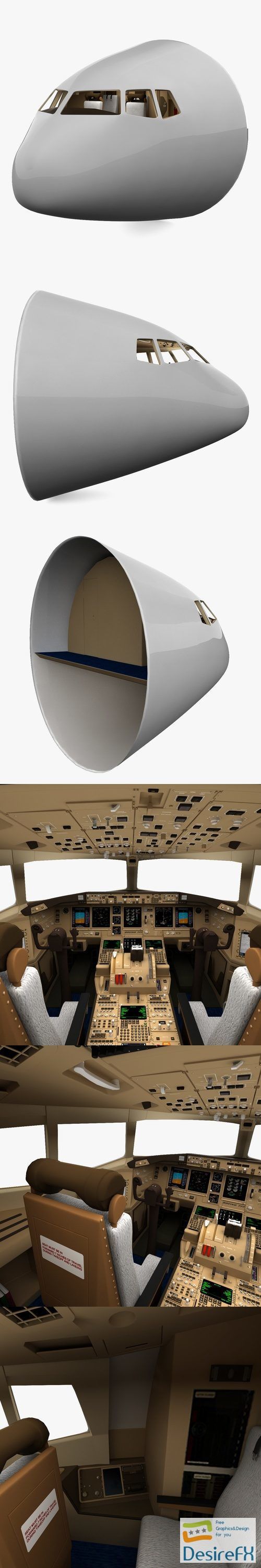 Boeing 777 Cockpit 3D Model