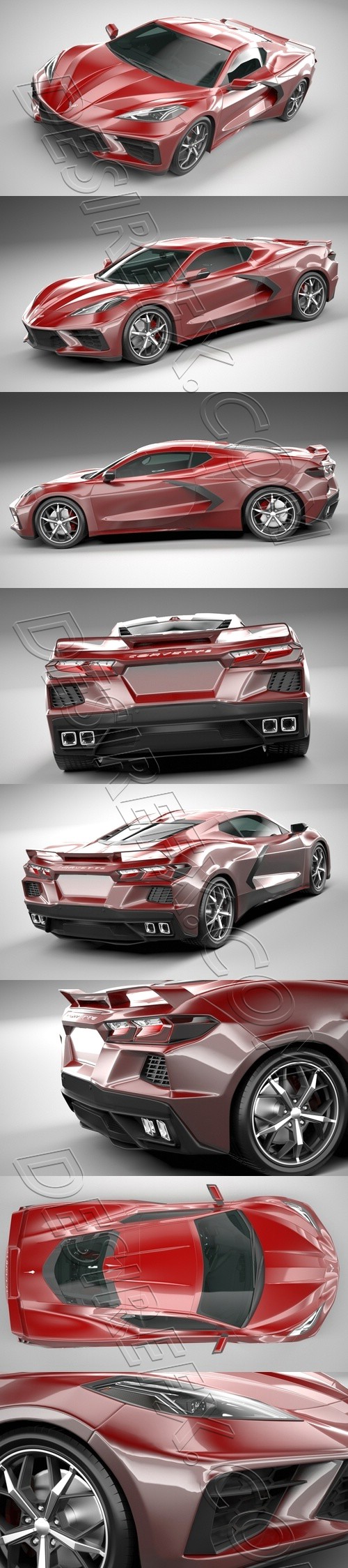 Chevrolet Corvette Stingray with HQ interior and Engine 2020 3D Model