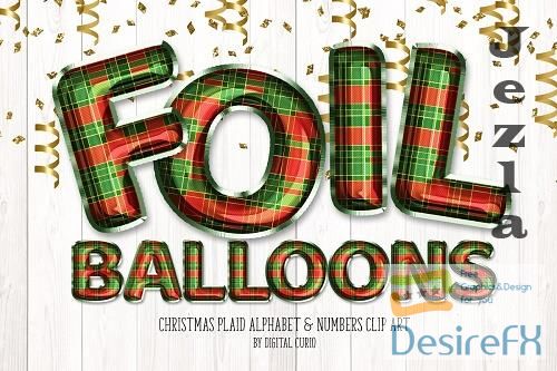 Christmas Plaid Foil Balloon Clipart - 5757912