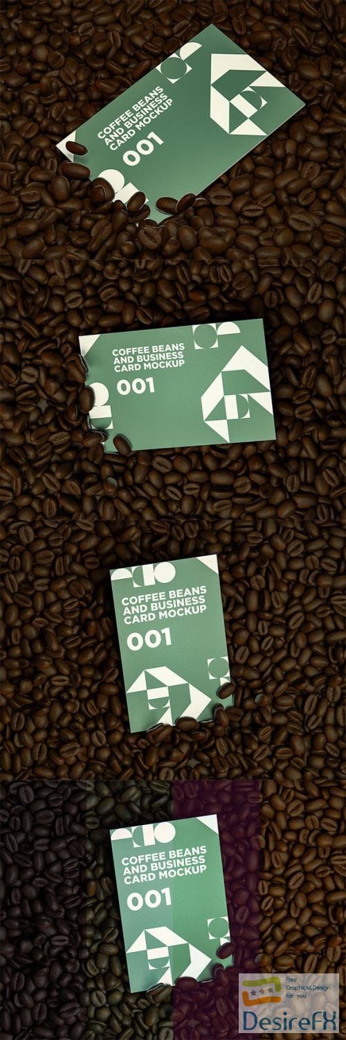 Coffee Beans And Business Card MockUp 001 PSD