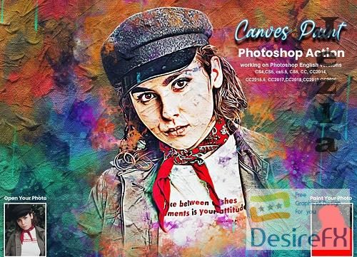 CreativeMarket - Canvas Paint Photoshop Action 5634725