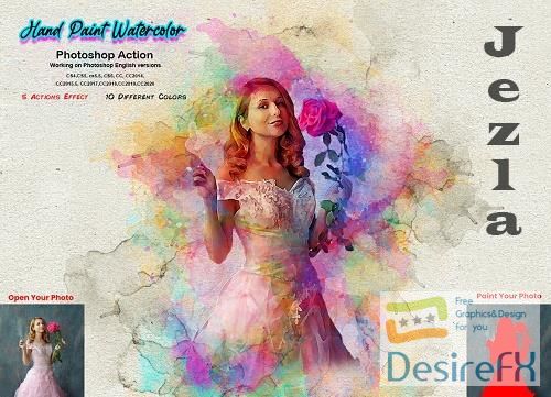 CreativeMarket - Hand Paint Watercolor Photoshop Action 5628157