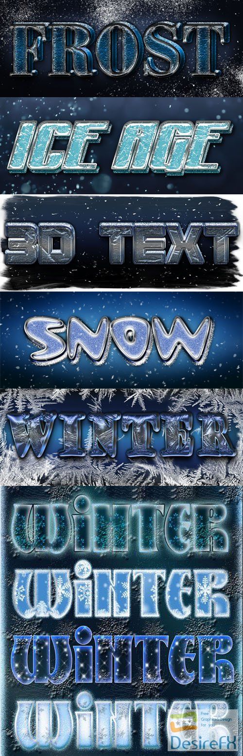 20+ Winter & Snow 3D Text Effects - Photoshop Styles