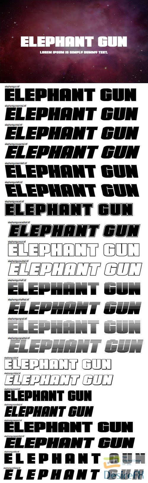 Elephant Gun San Serif Font Family 22-Weights