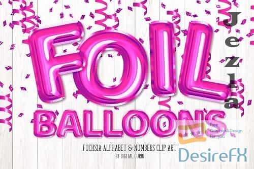 Fuchsia Foil Balloon Alphabet Clipart - 5757919