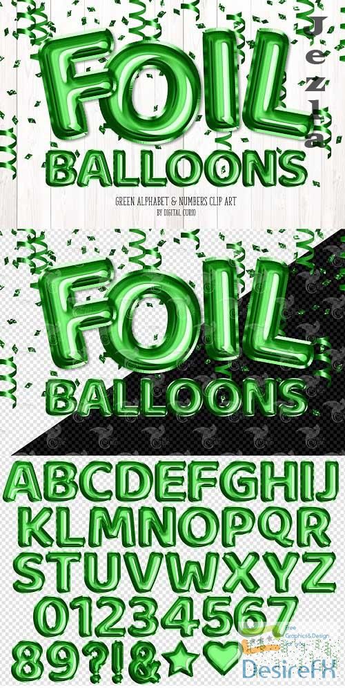 Green Foil Balloon Alphabet Clipart - 5757925