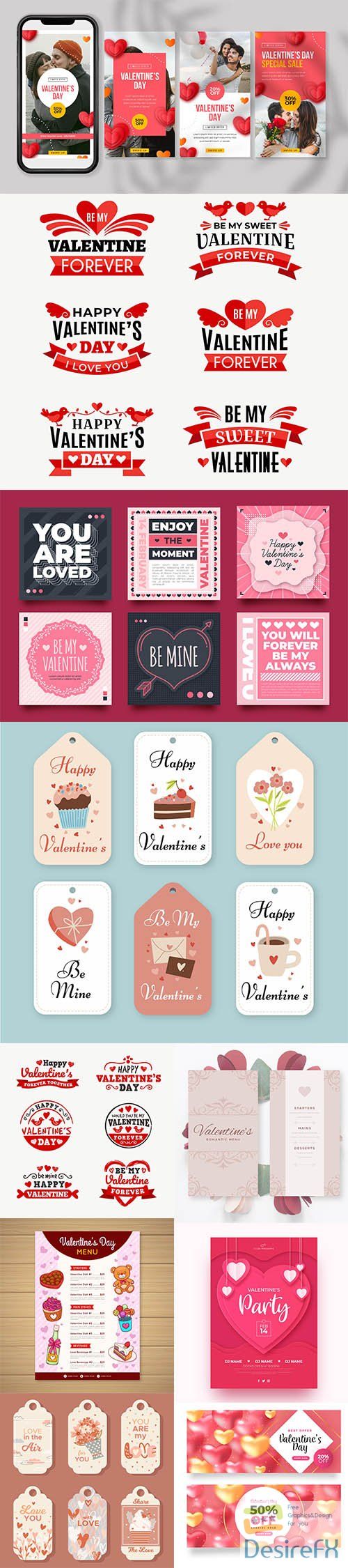 Happy Valentines day vector collection