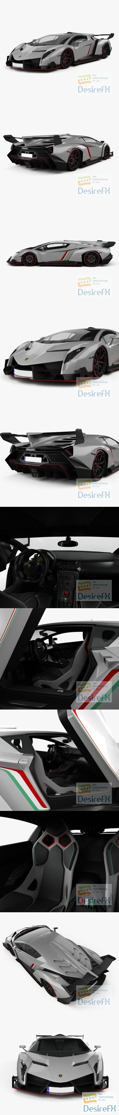 Lamborghini Veneno 2013 with HQ interior 3D Model