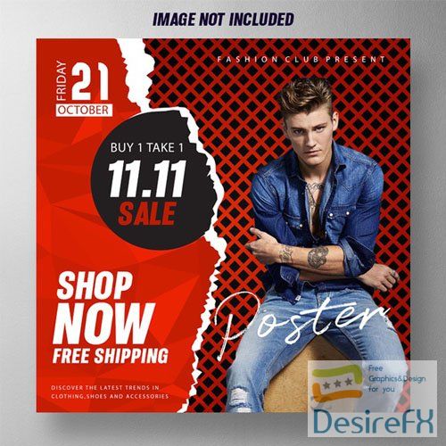 Promotional Sales Poster PSD Mockup Template