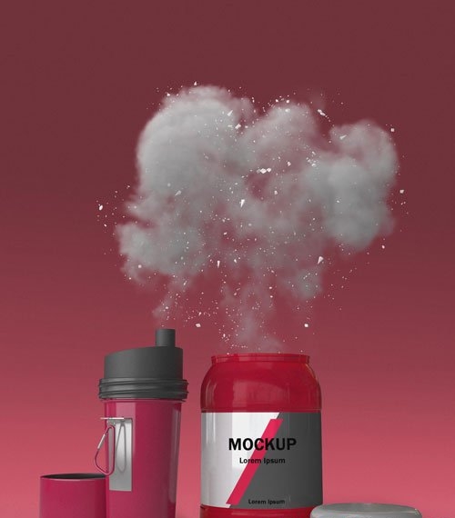 Supplements splash concept mock-up psd