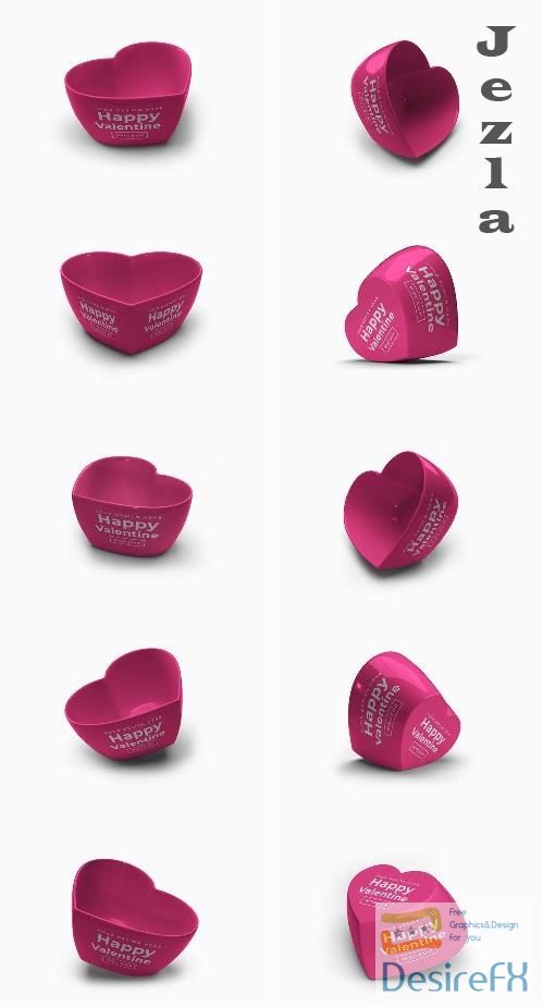 Valentine Love Heart Container Mockup Without Lid Bundle